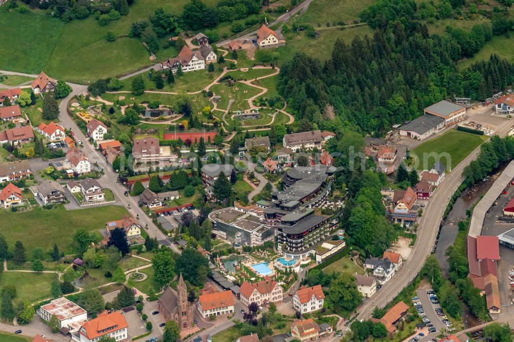 Mitteltal from above - Complex of the hotel building Barreiss in Mitteltal in the state Baden-Wuerttemberg, Germany