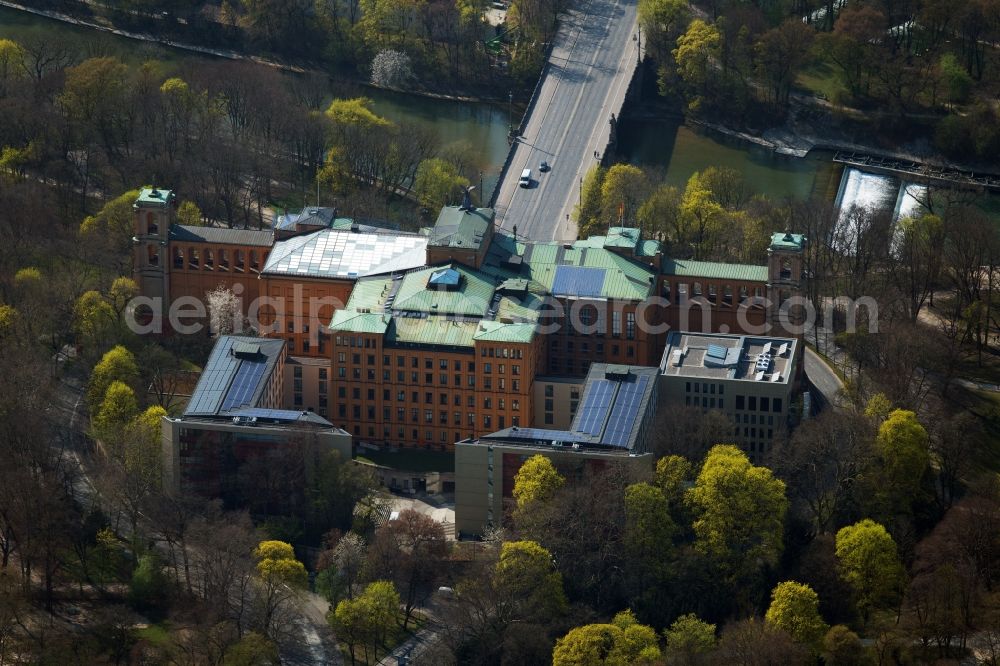 München from above - Building complex of the maximilianeum - bavarian state parliament on max-planck-strasse in the district au-haidhausen in munich in the state bavaria, germany