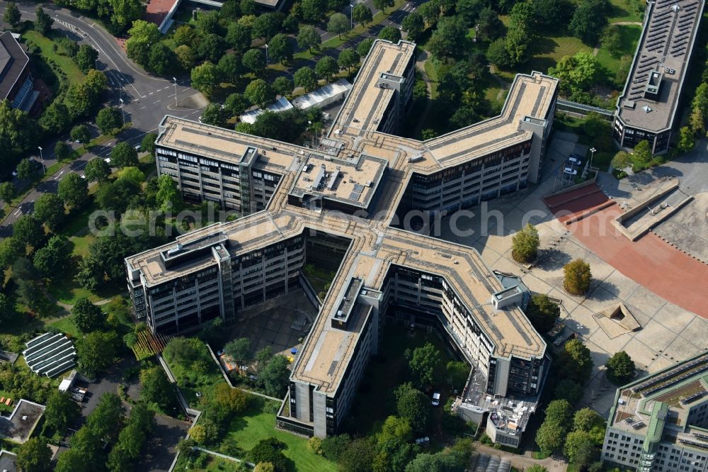 Aerial image Bonn - Building complex of the Ministry - Bandesministerium fuer Verkehr and digitale Infrastruktur (BMVI) on Robert-Schuman-Platz in the district Bad Godesberg in Bonn in the state North Rhine-Westphalia, Germany