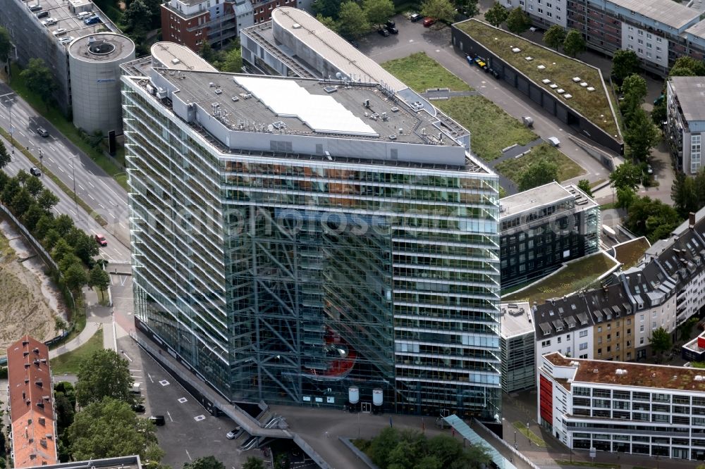 Aerial image Düsseldorf - Building complex of the Ministry of traffic of Lanof Nordrhein-Westfalen on Stadttor in Duesseldorf at Ruhrgebiet in the state North Rhine-Westphalia, Germany