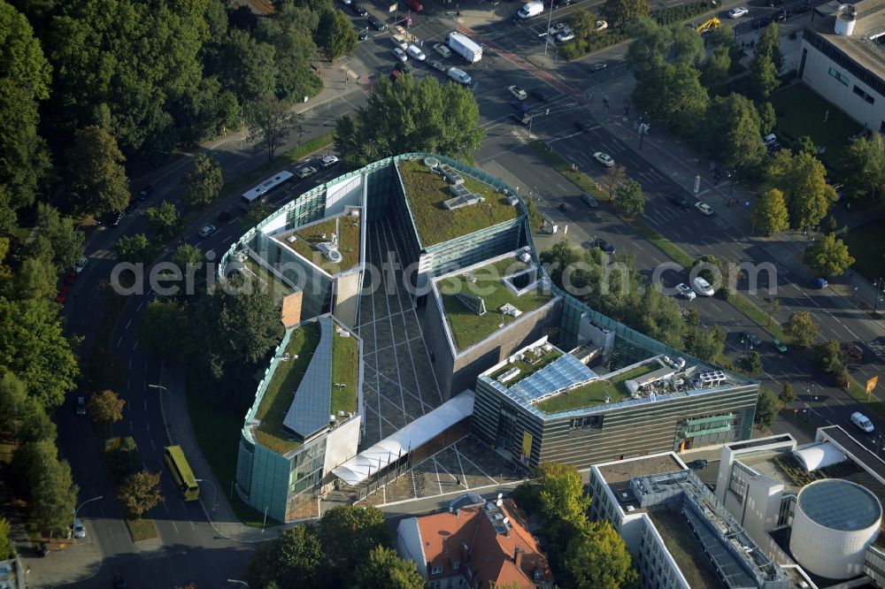 Berlin from above - Building Complex of the Nordic embassies in the Tiergarten part in Berlin in Germany. The complex includes a jointly used building - Felleshus - which hosts exhibitions and events