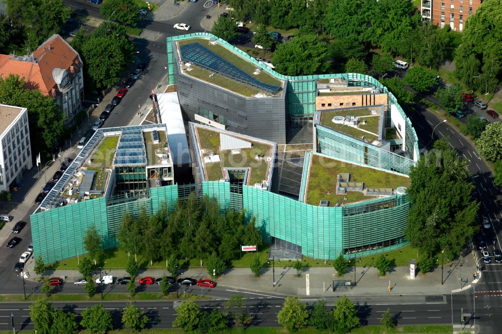 Aerial image Berlin - Building Complex of the Nordic embassies in the Tiergarten part in Berlin in Germany. The complex includes a jointly used building - Felleshus - which hosts exhibitions and events