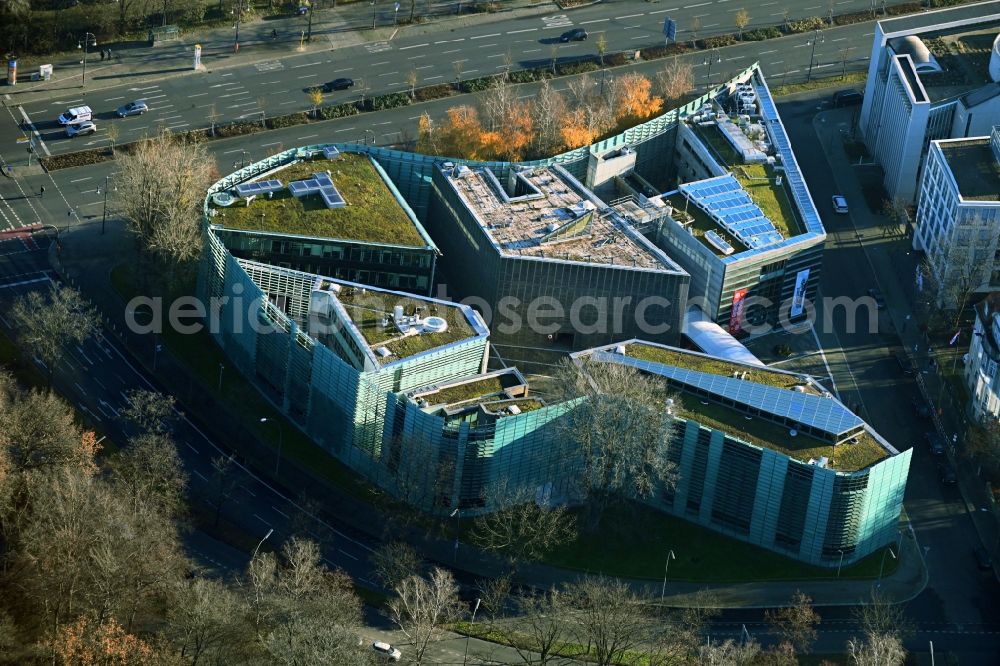 Berlin from above - Building Complex of the Nordic embassies in the Tiergarten part in Berlin in Germany. The complex includes a jointly used building - Felleshus - which hosts exhibitions and events