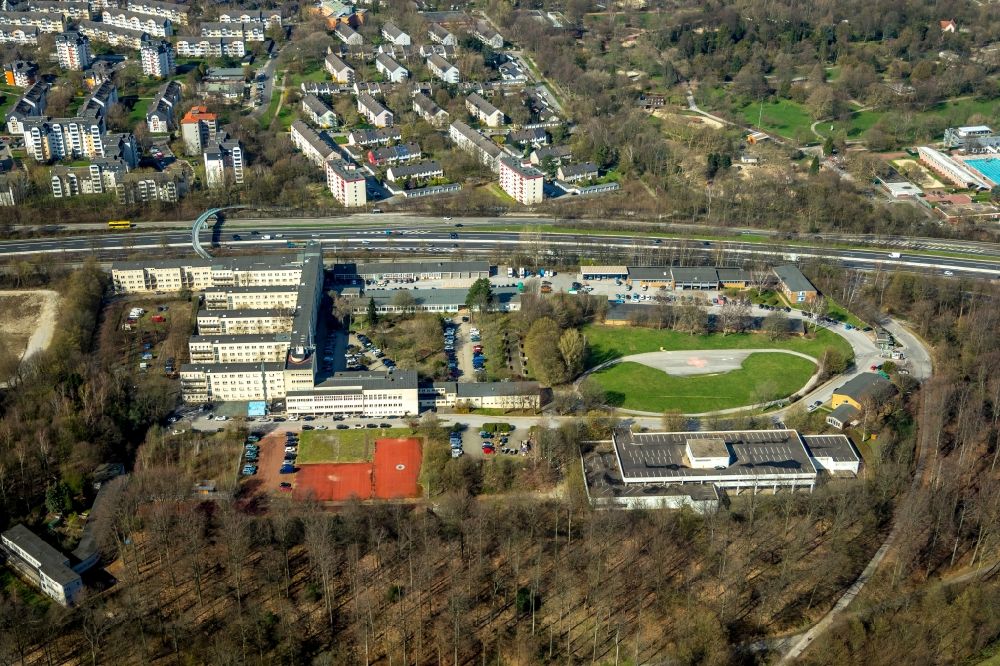 Aerial image Essen - Building complex of the police - Landespolizeischule on Norbertstrasse in the district Bredeney in Essen in the state North Rhine-Westphalia, Germany