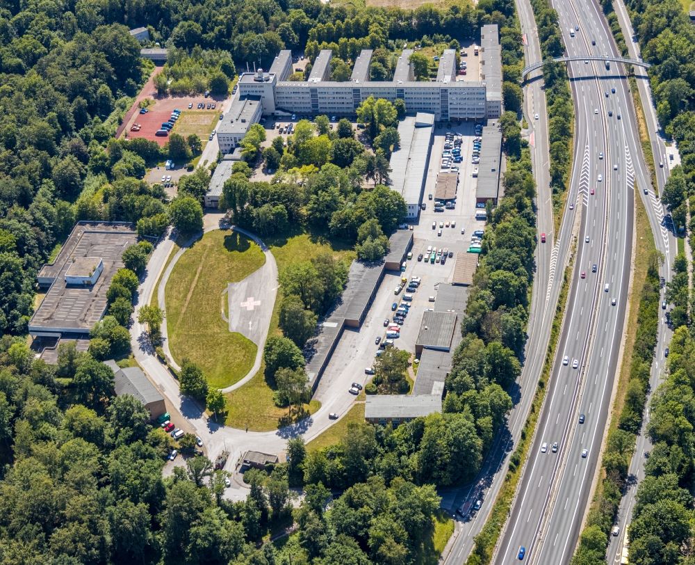Essen from above - Building complex of the police - Landespolizeischule on Norbertstrasse in the district Bredeney in Essen in the state North Rhine-Westphalia, Germany