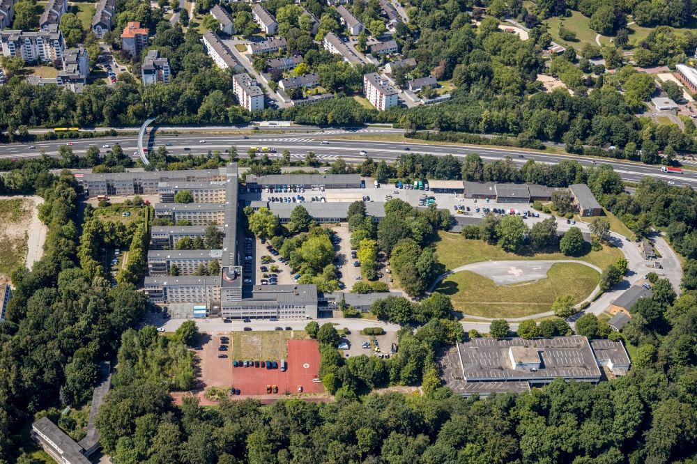 Essen from the bird's eye view: Building complex of the police - Landespolizeischule on Norbertstrasse in the district Bredeney in Essen in the state North Rhine-Westphalia, Germany