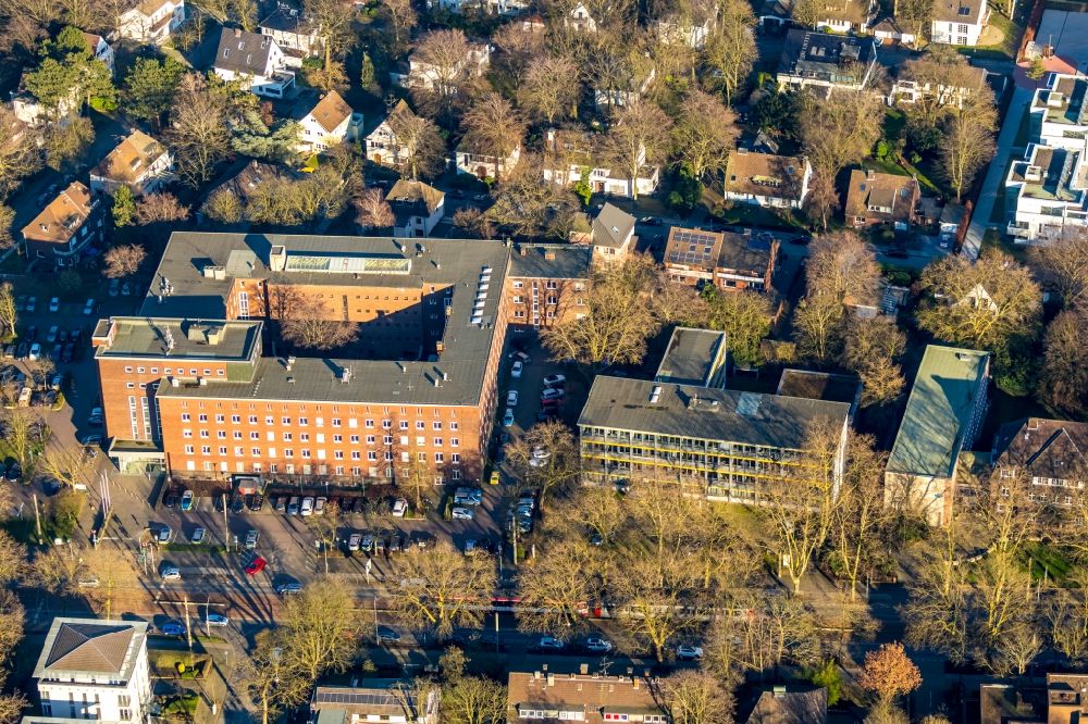 Aerial photograph Duisburg - Building complex of the police Polizeipraesidium Duisburg in the district Dellviertel in Duisburg in the state North Rhine-Westphalia, Germany