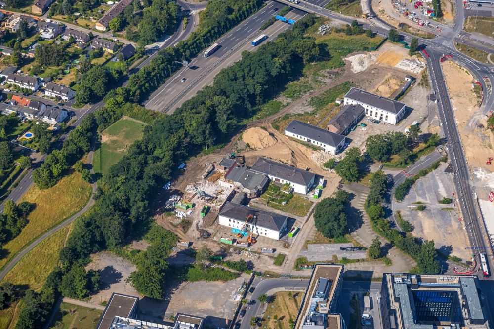 Aerial image Düsseldorf - Building complex of the police with einer Strassen - Baustelle on Flughafenstrasse in Duesseldorf at Ruhrgebiet in the state North Rhine-Westphalia, Germany