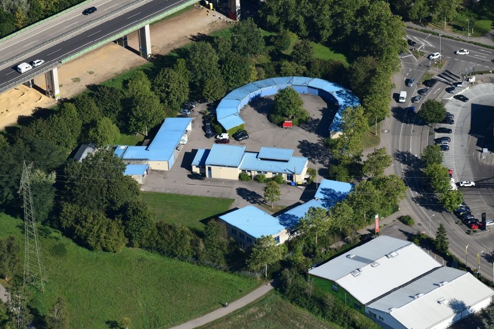 Aerial image Lörrach - Building complex of the police with garages and offices of the traffic police in Loerrach in the state Baden-Wurttemberg, Germany