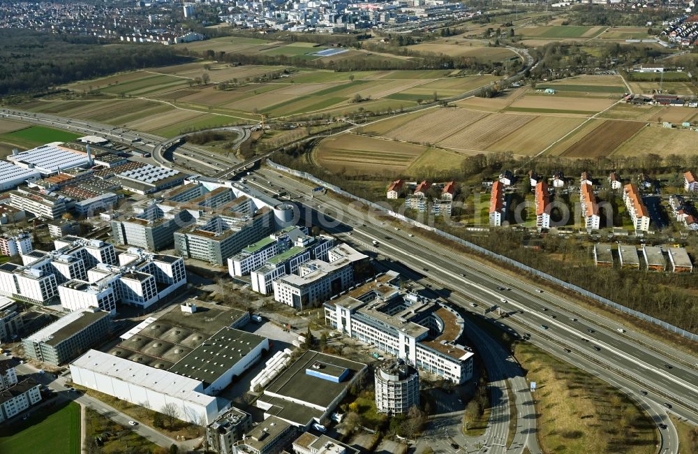 Aerial image Leinfelden-Echterdingen - Publishing house complex of the press and media house bit-Verlag on Fasanenweg in Leinfelden-Echterdingen in the state Baden-Wuerttemberg, Germany