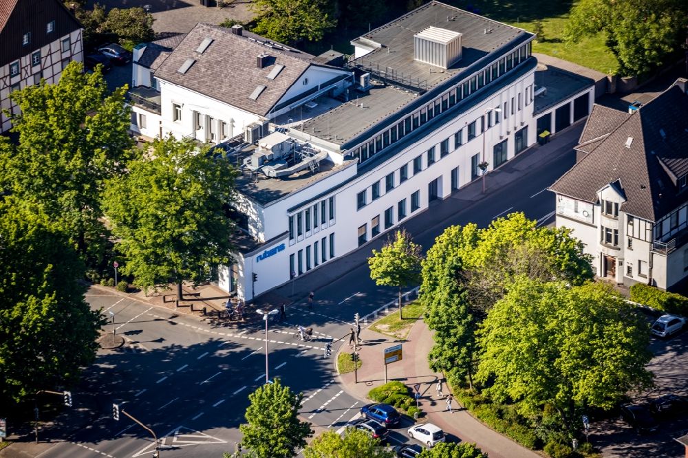 Aerial image Unna - Publishing house complex of the press and media house Hellweger Anzeiger and Westfaelische Randschau on Wasserstrasse in Unna in the state North Rhine-Westphalia, Germany