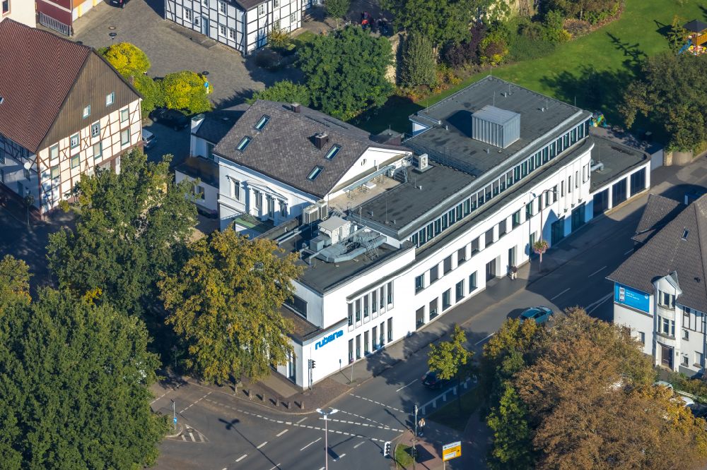 Unna from the bird's eye view: Publishing house complex of the press and media house Hellweger Anzeiger and Westfaelische Randschau on Wasserstrasse in Unna in the state North Rhine-Westphalia, Germany