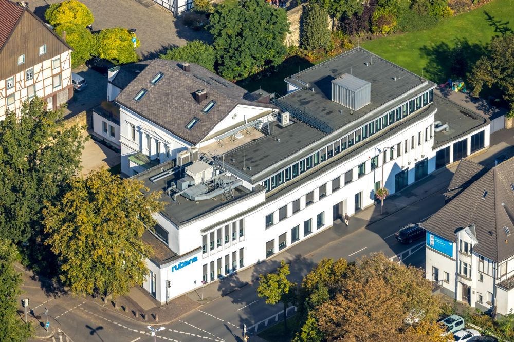 Aerial image Unna - Publishing house complex of the press and media house Hellweger Anzeiger and Westfaelische Randschau on Wasserstrasse in Unna in the state North Rhine-Westphalia, Germany