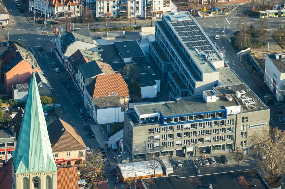Hamm from the bird's eye view: Publishing house complex of the press and media house of Westfaelischer Anzeiger on Gutenbergstrasse in Hamm in the state North Rhine-Westphalia, Germany