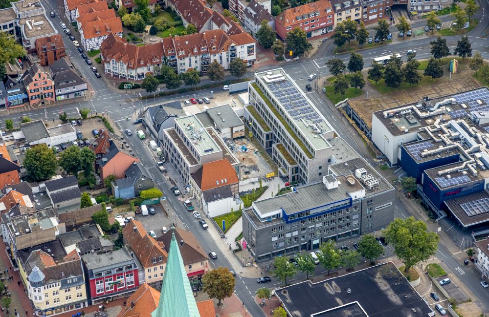 Aerial image Hamm - Publishing house complex of the press and media house of Westfaelischer Anzeiger on Gutenbergstrasse in the district Heessen in Hamm at Ruhrgebiet in the state North Rhine-Westphalia, Germany