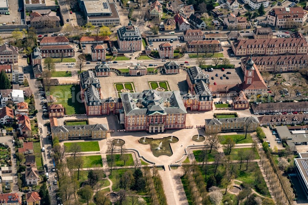 Aerial image Bruchsal - Building complex in the park of the baroque castle Schloss Bruchsal in Bruchsal in the state Baden-Wuerttemberg