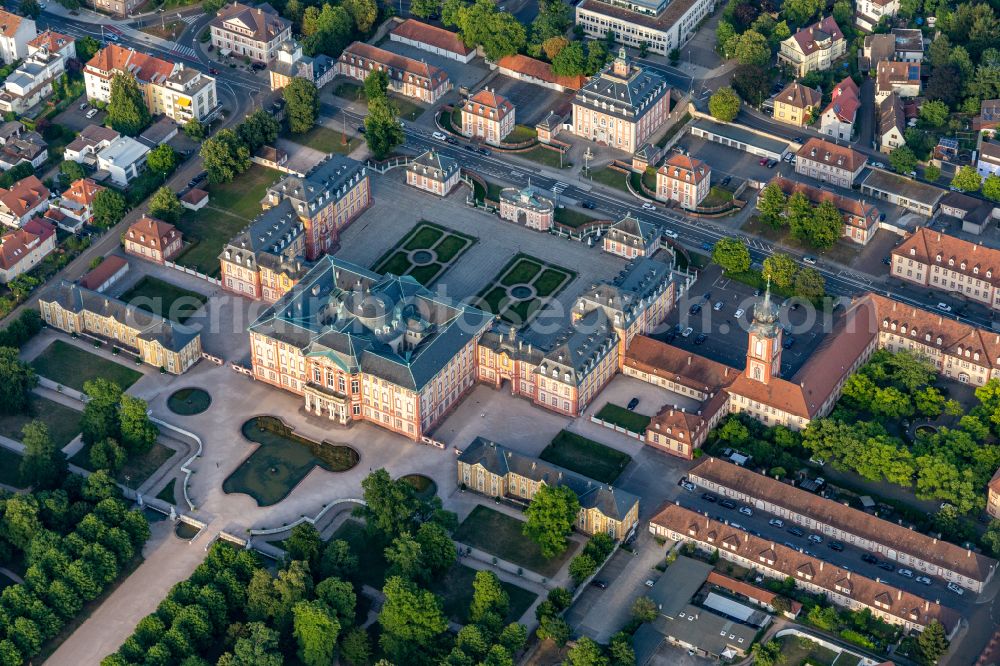 Aerial image Bruchsal - Building complex in the park of the baroque castle Schloss Bruchsal in Bruchsal in the state Baden-Wuerttemberg