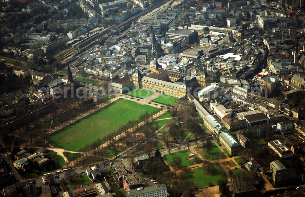Bonn from above - Building complex in the park of the castle in Bonn in the state North Rhine-Westphalia, Germany