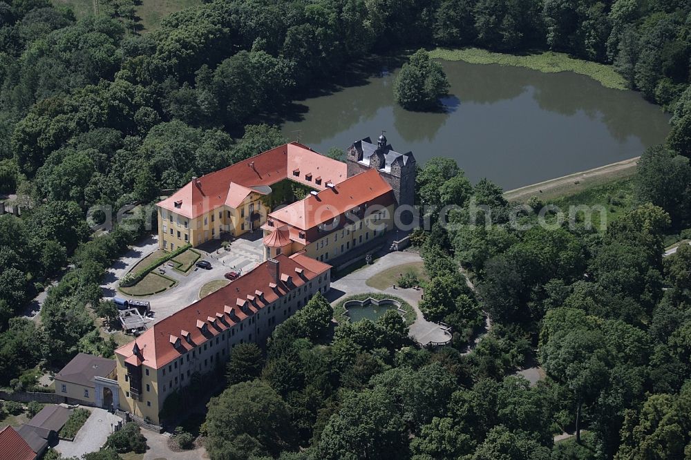 Ballenstedt from above - Building complex in the park of the castle in Ballenstedt in the state Saxony-Anhalt, Germany