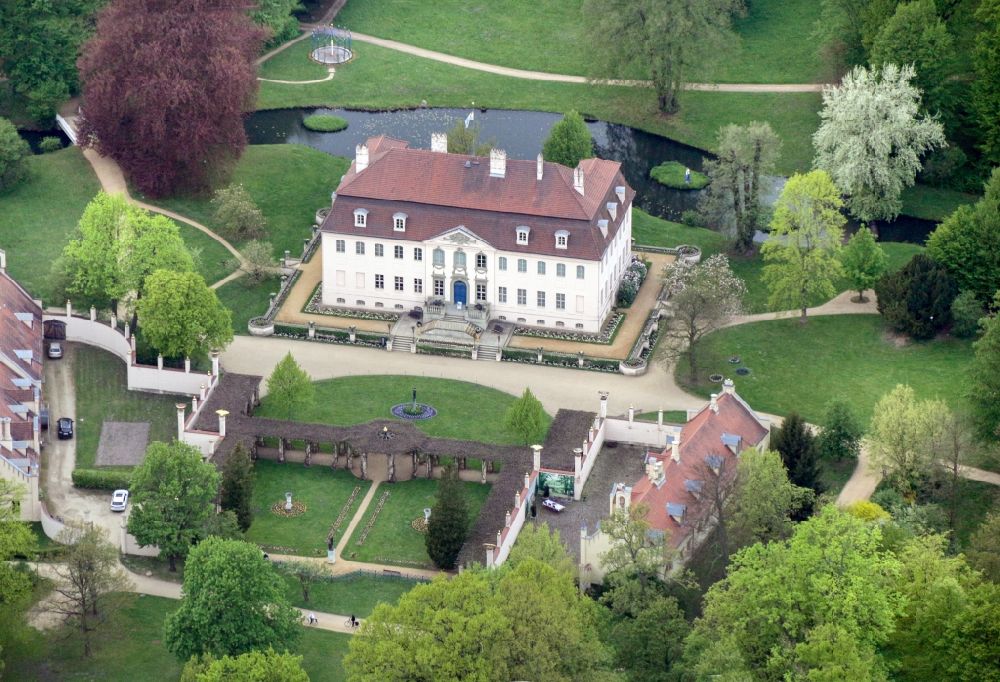 Branitz from above - Building complex in the park of the castle in Branitz in the state Brandenburg, Germany