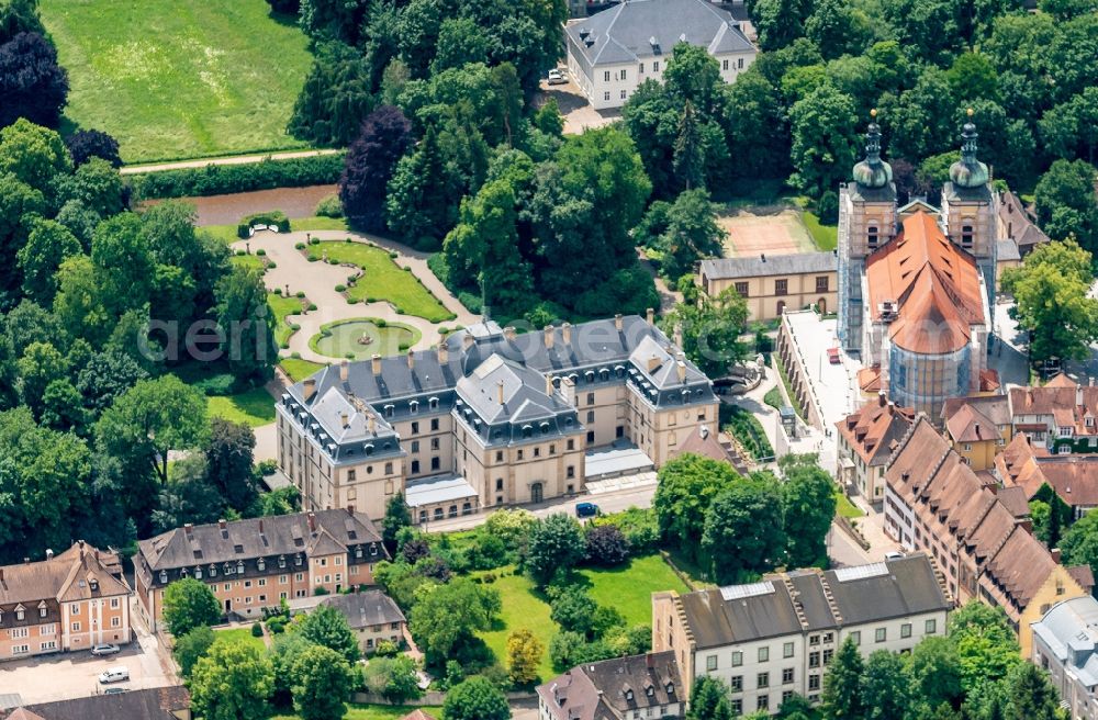 Aerial image Donaueschingen - Building complex in the park of the castle Donauquelle in Donaueschingen in the state Baden-Wuerttemberg, Germany