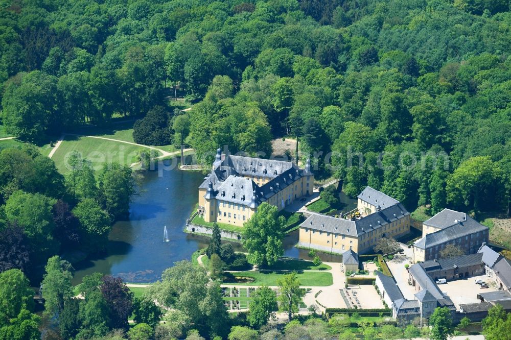 Jüchen from above - Building complex in the park of the castle Dyck in Juechen in the state North Rhine-Westphalia, Germany