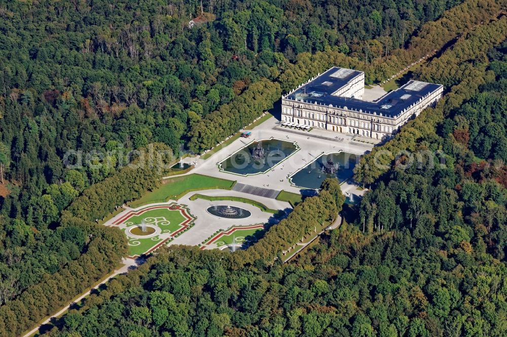 Aerial image Chiemsee - Building complex in the park of the castle Herrenchiemsee in Chiemsee in the state Bavaria