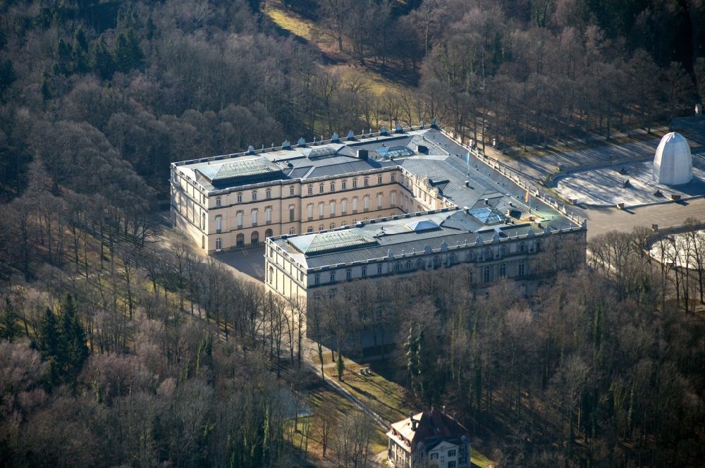 Aerial image Chiemsee - Building complex in the park of the castle Herrenchiemsee in Chiemsee in the state Bavaria