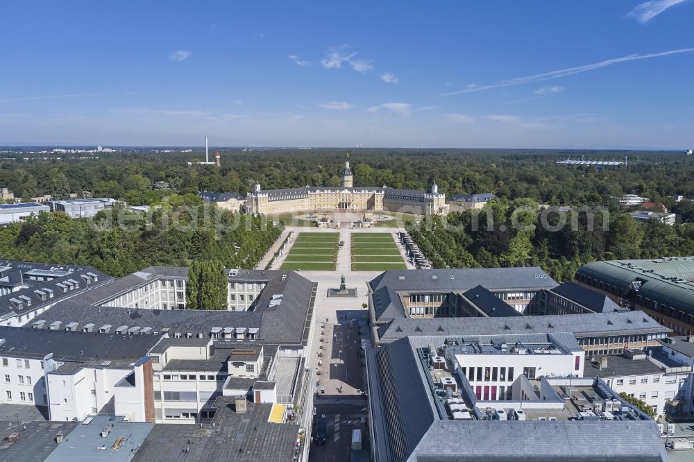 Karlsruhe from the bird's eye view: Building complex in the park of the castle Karlsruhe in Karlsruhe in the state Baden-Wurttemberg, Germany