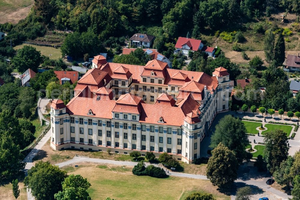 Tettnang from above - Building complex in the park of the castle Neues Schloss Tettnang in Tettnang in the state Baden-Wurttemberg, Germany