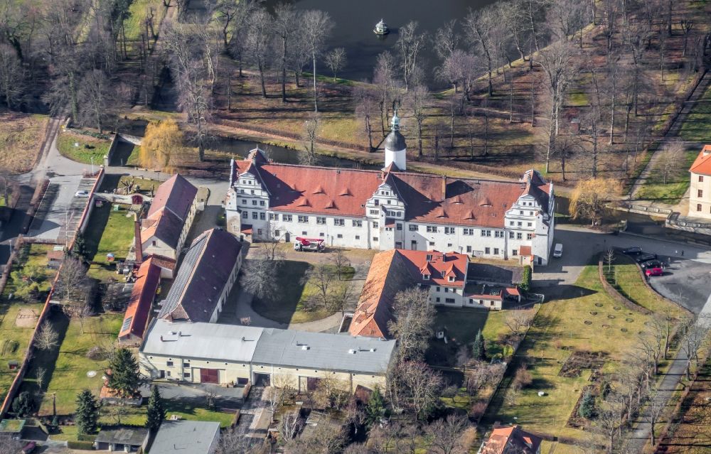 Aerial image Großenhain - Building complex in the park of the castle Schloss Zabeltitz in Grossenhain in the state Saxony