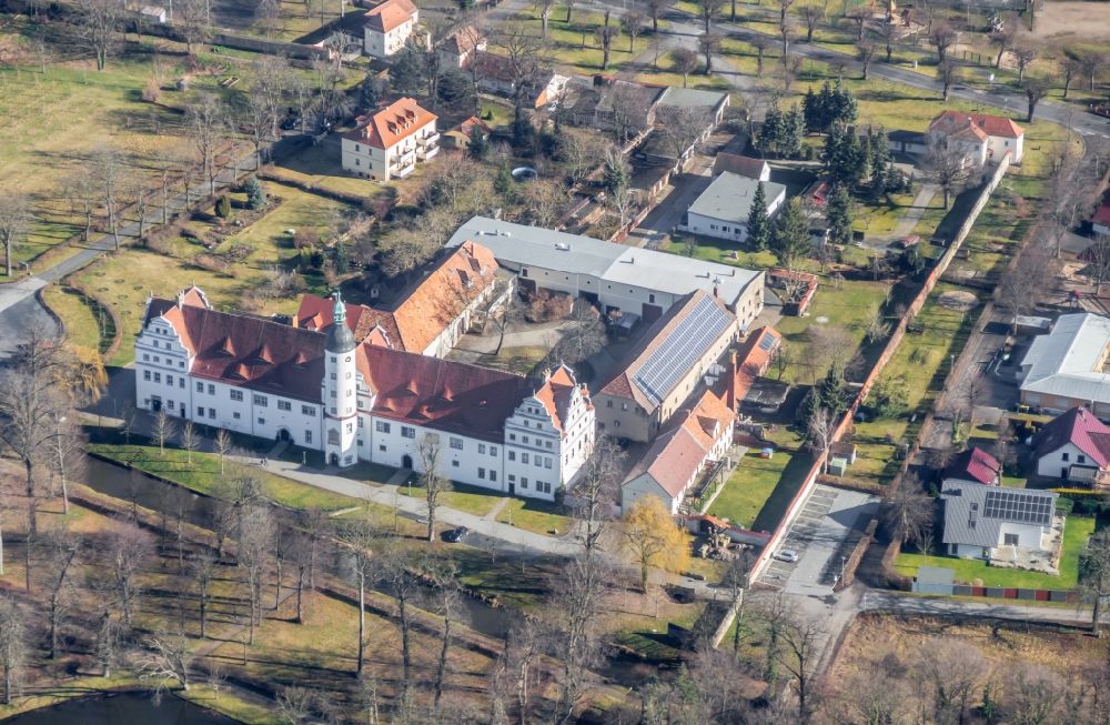 Großenhain from above - Building complex in the park of the castle Schloss Zabeltitz in Grossenhain in the state Saxony
