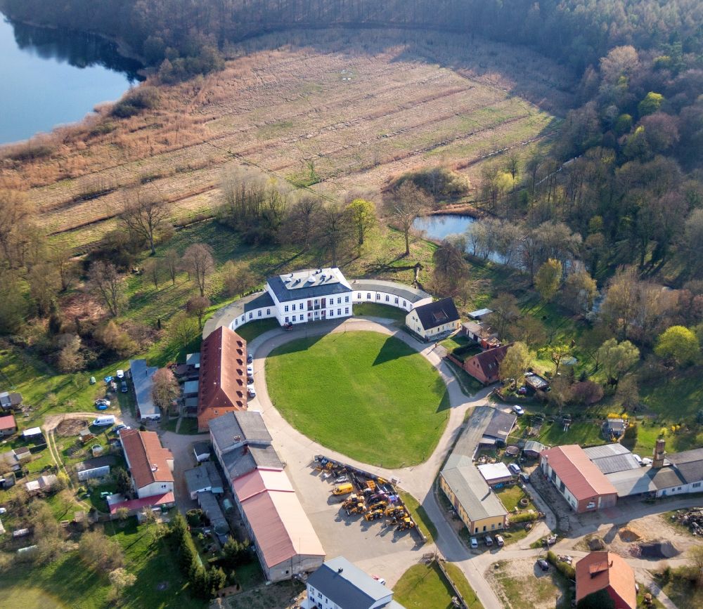 Aerial image Passow - Building complex in the park of the castle Passow in Passow in the state Mecklenburg - Western Pomerania, Germany