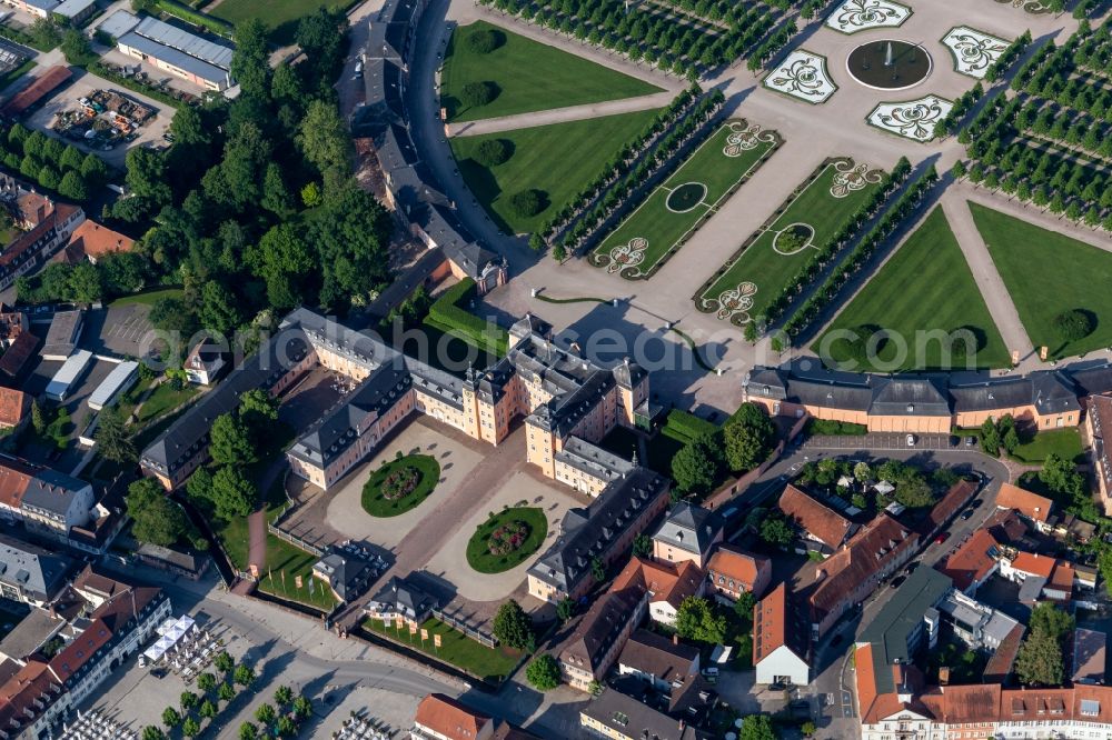 Schwetzingen from the bird's eye view: Building complex in the park of the castle Schloss Schwetzingen Mittelbau in Schwetzingen in the state Baden-Wurttemberg, Germany