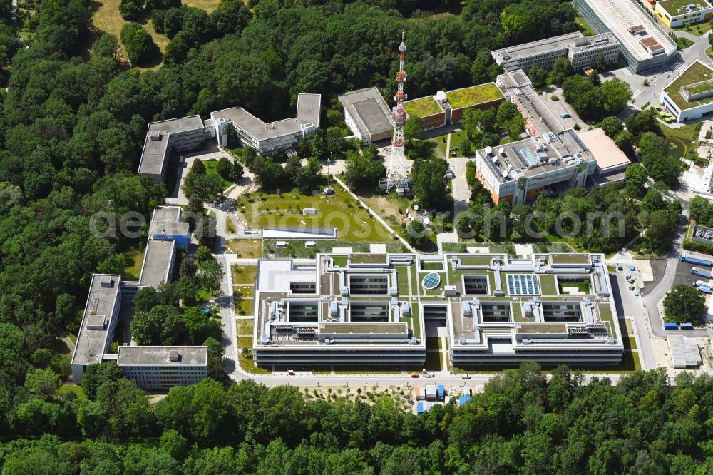 Aerial image München - Building complex of the transmitter Bayerischer Rundfunk in the district Freimann in Munich in the state Bavaria, Germany