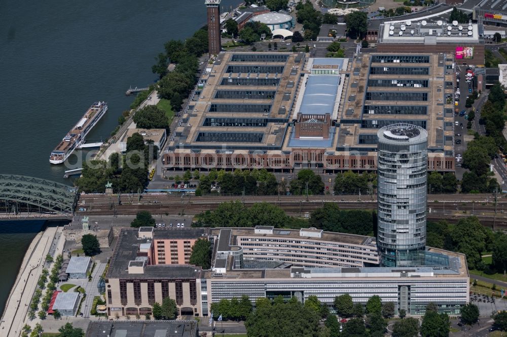 Aerial image Köln - Building complex of the broadcaster RTL Television GmbH on Kennedy-Ufer in the district Deutz in Cologne in the state North Rhine-Westphalia, Germany