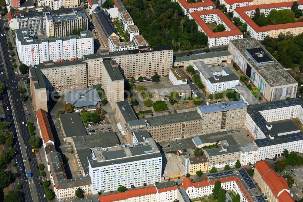 Berlin from above - Building complex of the Stasi memorial of the former MfS Ministry for State Security of the GDR in the district Lichtenberg in Berlin, Germany