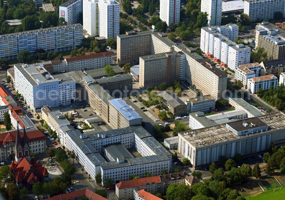 Aerial photograph Berlin - Building complex of the Stasi memorial of the former MfS Ministry for State Security of the GDR in the district Lichtenberg in Berlin, Germany
