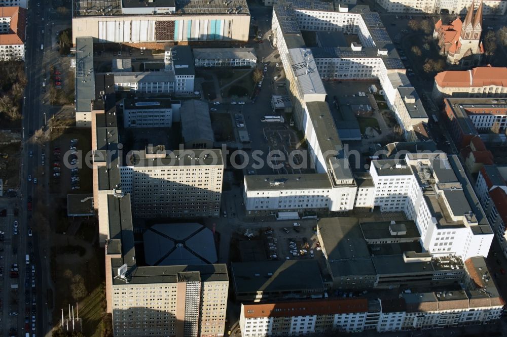 Aerial photograph Berlin - Building complex of the Memorial of the former Stasi Ministry for State Security of the GDR in the Ruschestrasse in Berlin Lichtenberg