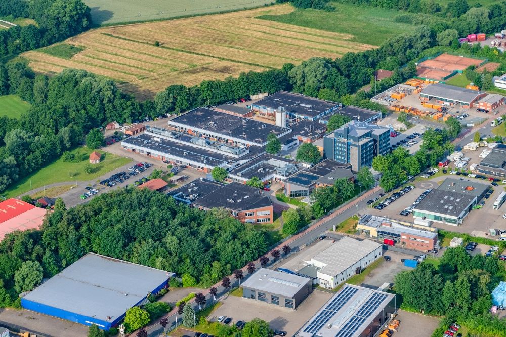 Stade from above - Building complex of the Technologiezentrum Stade Handwerk TZH in Stade in the state Lower Saxony, Germany