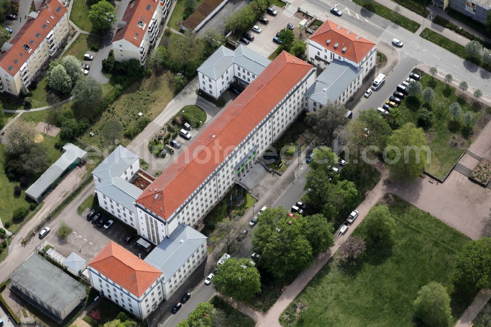 Aerial photograph Erfurt - Building complex of the Ministry Thueringer Ministerium fuer Umwelt, Energie and Naturschutz on Beethovenstrasse in the district Loebervorstadt in Erfurt in the state Thuringia, Germany