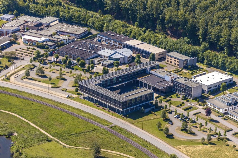 Arnsberg from above - Building complex of the education and training center bbz Arnsberg on Altes Feld in Arnsberg in the state North Rhine-Westphalia, Germany