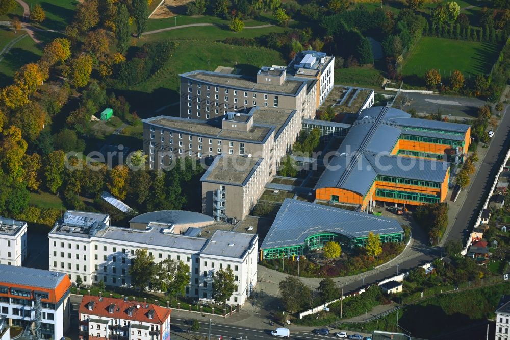 Aerial photograph Leipzig - Building complex of the education and training center of Berufsfoerderungswerk Leipzig on Georg-Schumann-Strasse in the district Moeckern in Leipzig in the state Saxony, Germany