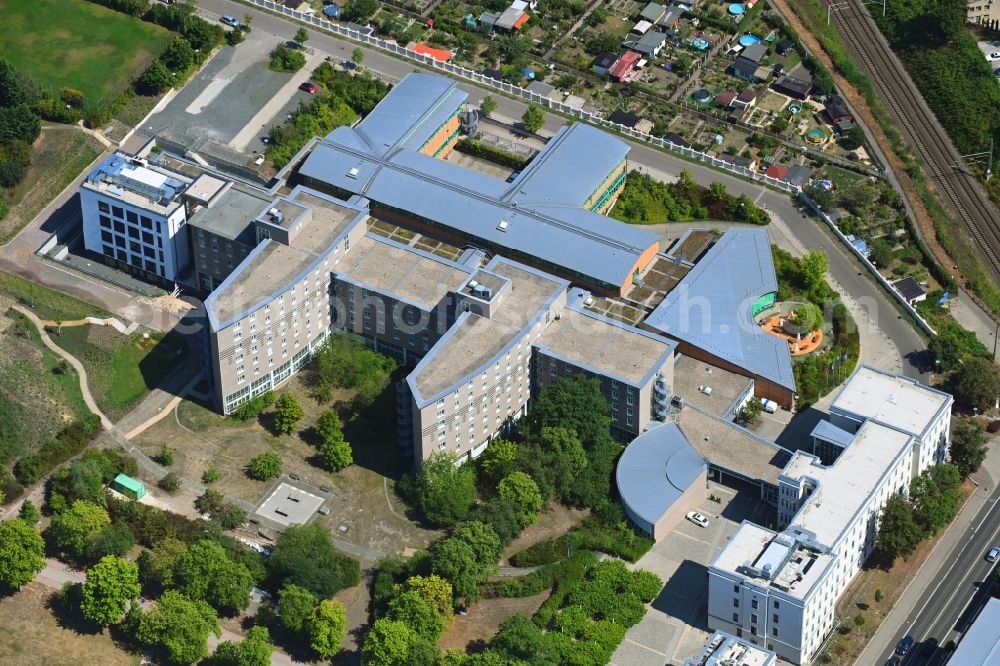 Aerial image Leipzig - Building complex of the education and training center of Berufsfoerderungswerk Leipzig along the Georg-Schumann-Strasse in Leipzig in the state Saxony, Germany