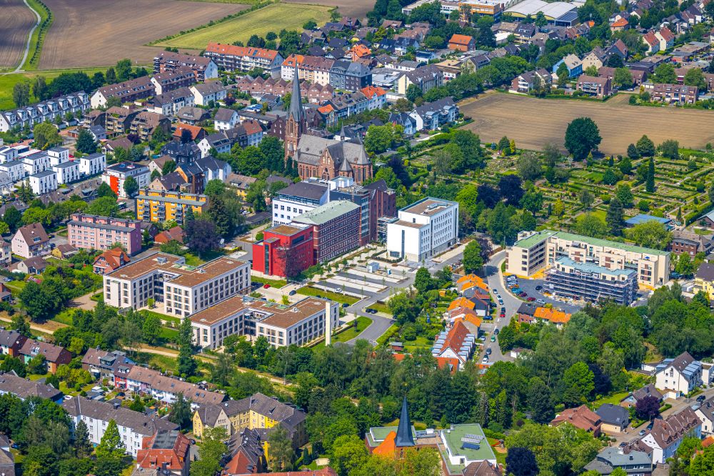 Aerial image Herne - Building complex of the further education and training center Bildungszentrum Ruhr of the St. Elisabeth Gruppe on Widumer Strasse in Herne in the Ruhr area in the state of North Rhine-Westphalia, Germany