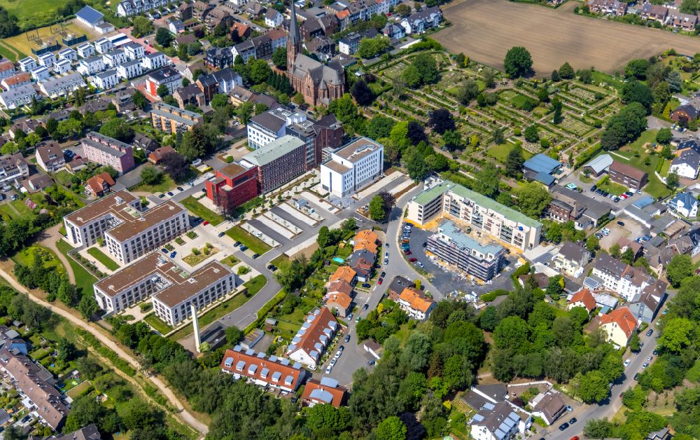 Aerial photograph Herne - Building complex of the further education and training center Bildungszentrum Ruhr of the St. Elisabeth Gruppe on Widumer Strasse in Herne in the Ruhr area in the state of North Rhine-Westphalia, Germany