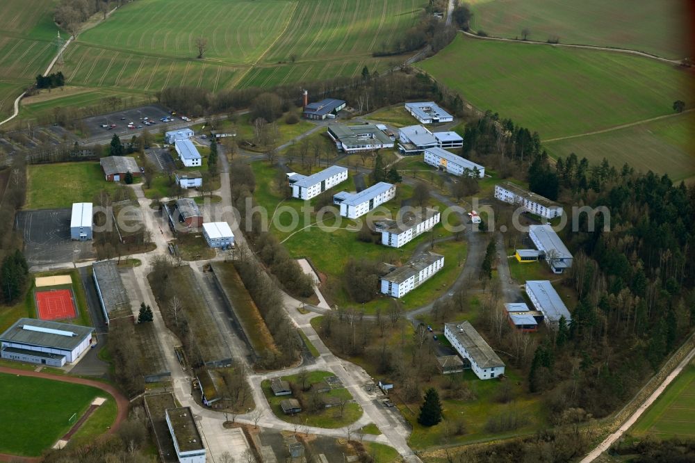 Aerial image Rotenburg an der Fulda - Building complex of the education and training center of the Federal Police on Dickenruecker Strasse in the district Lindenhof in Rotenburg an der Fulda in the state Hesse, Germany