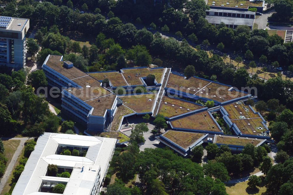 Karlsruhe from above - Building complex of the education and training center Elisabeth-Selbert-Schule on street Steinhaeuserstrasse in the district Suedweststadt in Karlsruhe in the state Baden-Wuerttemberg, Germany
