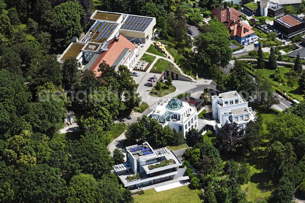 Linz from the bird's eye view: Building complex of the education and training center Jaegermayrhof in Linz in Oberoesterreich, Austria