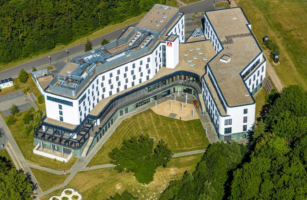Sprockhövel from the bird's eye view: Building complex of the education and training center IG-Metall-Bildungszentrum on Otto-Brenner-Strasse in the district Bossel in Sprockhoevel in the state North Rhine-Westphalia, Germany